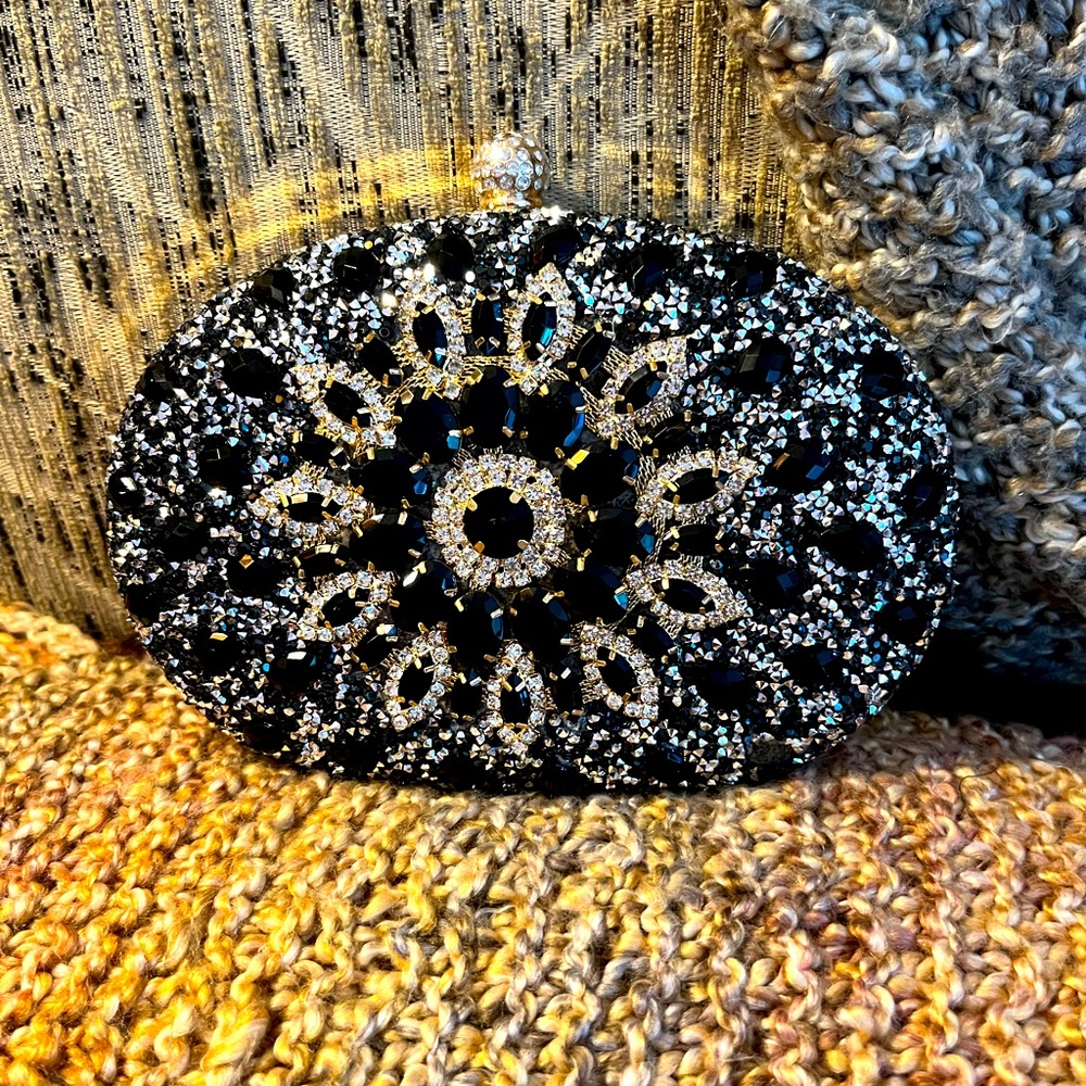 Black and Rhinestone Evening Bag